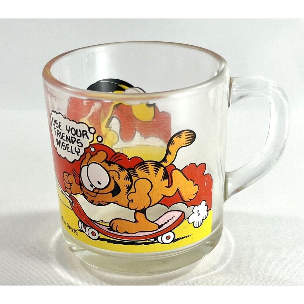 Vintage McDonald's Coffee Mug Garfield and Friends 1978 Jim Davis Clear Glass